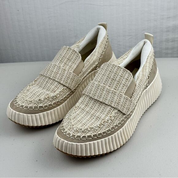 DV by Dolce Vita Dayo Cream Tan Slip-On Loafers Size 8.5 Woven Upper - Picture 1 of 9
